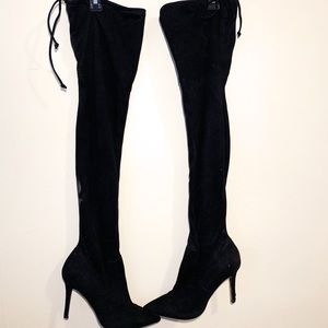 Aldo Thigh High Suede Black Boots